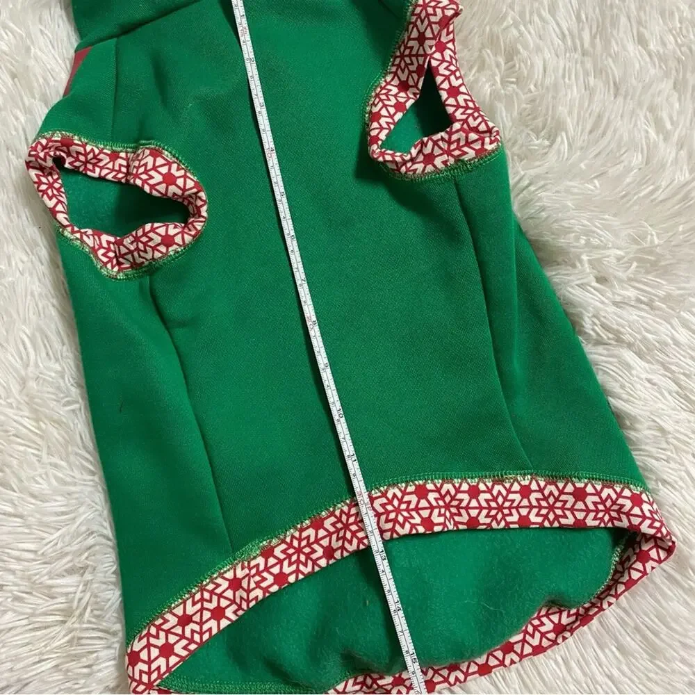 Santa’s Helper Green Reindeer Antlers Hooded Dog Costume Shirt